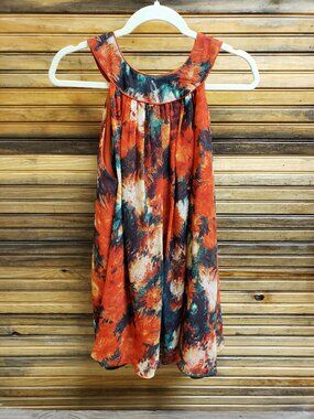 Double Zero (DZ) Abstract Floral Sleeveless Mini Dress Tunic Top Lined Size L
